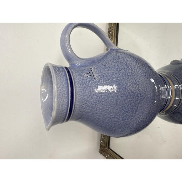 1970s Marzi & Remy Blue Salt Glaze German Pottery Pitcher Marked - Picture 6 of 10